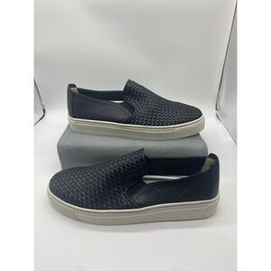 The Flexx Womens‎ Black Sneak Name Slip On Sneakers Leather Woven Texture Size 9